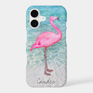 Pink Flamingo Tropical Beach Modern Add Your Name