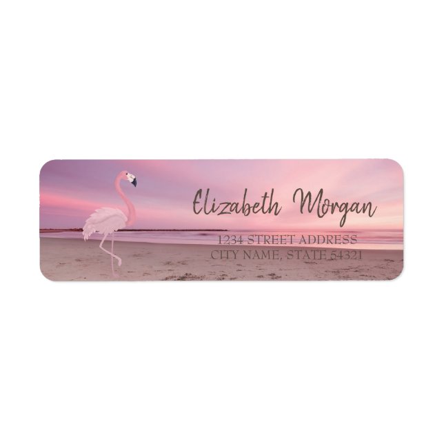 Pink Flamingo Tropical Beach Sunset (Front)