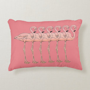 Pink Flamingo Tropical Birds on Parade Accent Pillow