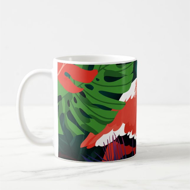 Pink Flamingo: Tropical Butterfly Harmony. Coffee Mug (Left)