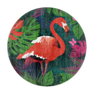 Pink Flamingo: Tropical Butterfly Harmony. Cutting Board