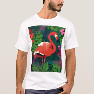 Pink Flamingo: Tropical Butterfly Harmony. T-Shirt