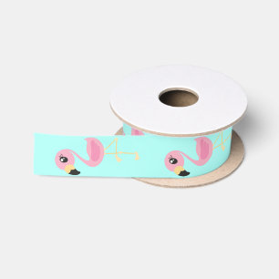 Pink Flamingo Tropical Cute Animal Ribbon Satin Ribbon