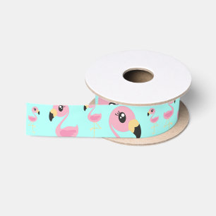 Pink Flamingo Tropical Cute Animal Ribbon Satin Ribbon