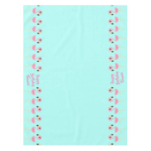Pink Flamingo Tropical Cute First Birthday Tablecloth