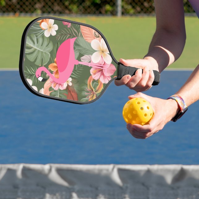 Pink Flamingo Tropical Flower Pickleball Paddle (Insitu)