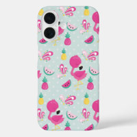 Pink Flamingo & Tropical Fruits Pattern