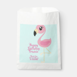 Pink Flamingo Tropical Girl 1st Birthday Party Favour Bag