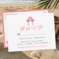 Pink Flamingo Tropical Hawaiian Beach Wedding RSVP