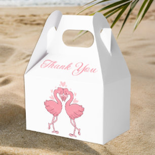 Pink Flamingo Tropical Hawaiian Wedding Thank You Favor Box