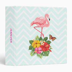 Pink Flamingo & Tropical Hibiscus Fancy Binder