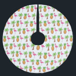 Pink Flamingo Tropical Island Palm Tree Pineapple Brushed Polyester Tree Skirt<br><div class="desc">Ideal for holiday decorating! Christmas tree skirt features an original marker illustration of a pink flamingo,  palm tree,  and tropical island pineapple.

This design is also available on other products. Don't see what you're looking for? Need help with customization? Contact Rebecca to have something designed just for you.</div>