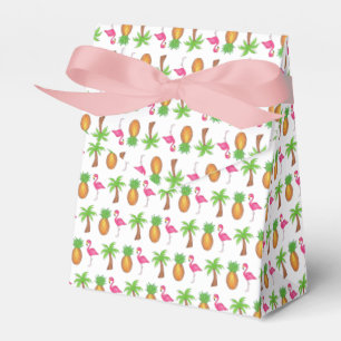 Pink Flamingo Tropical Island Palm Tree Pineapple Favor Box