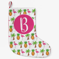 Pink Flamingo Tropical Island Palm Tree Pineapple