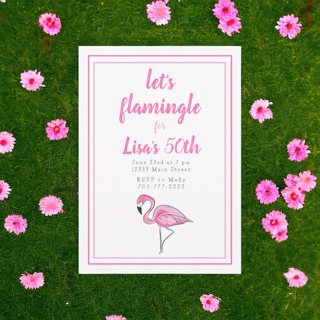 Pink Flamingo Tropical Let's Flamingle Birthday  Invitation (Creator Uploaded)