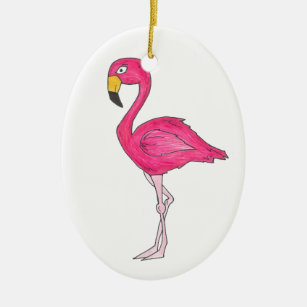 Pink Flamingo Tropical Paradise Island Bird Ceramic Ornament