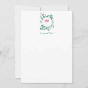Pink Flamingo Tropical Personalized Stationery Card