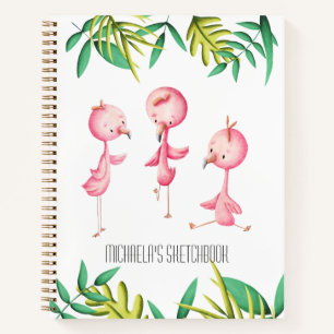 Pink Flamingo Tropical Sketchbook Notebook
