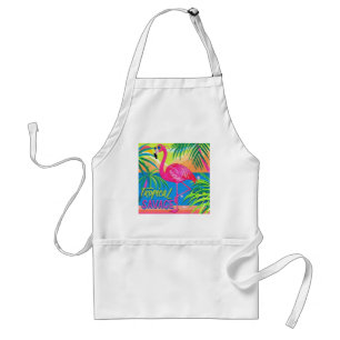 Pink flamingo Tropical  standing on one leg Standard Apron