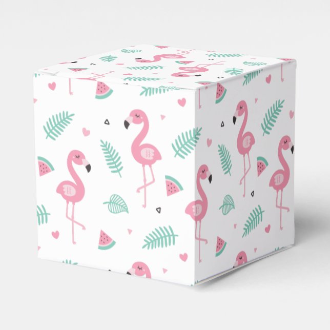 Pink Flamingo Tropical Summer Vibes Party Favours Favor Box (Front Side)