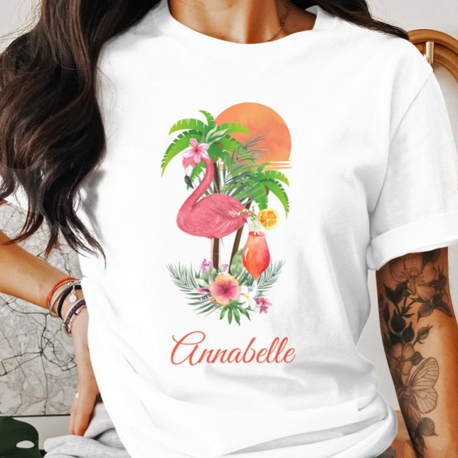 Pink Flamingo Tropical Vacation T-Shirt (Creator Uploaded)