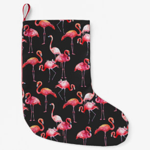 Pink Flamingo: Tropical Watercolor Pattern. Small Christmas Stocking