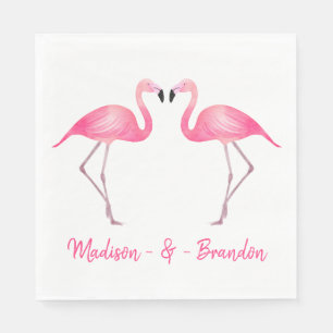 Pink Flamingo Tropical Wedding Bridal Shower Luau Napkin