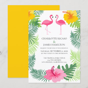 Pink Flamingo Tropical Wedding Personalized Invitation