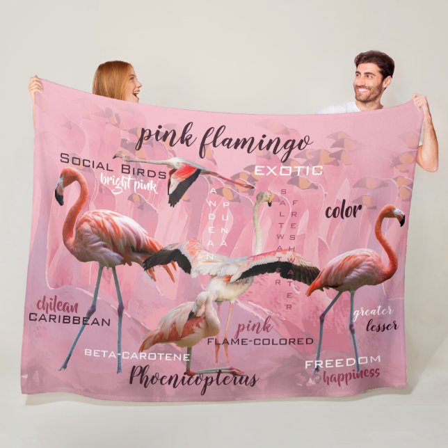 Pink Flamingo Typography | Customized Fleece Blanket (In Situ)