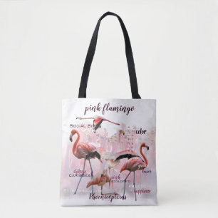 Pink Flamingo Typography   Customized Tote Bag