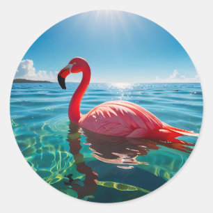 Pink Flamingo Under The Sky Classic Round Sticker