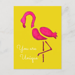 Pink flamingo unique pop art postcard