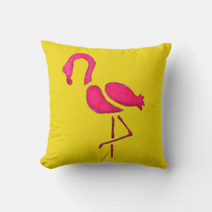 Pink flamingo unique pop art throw pillow