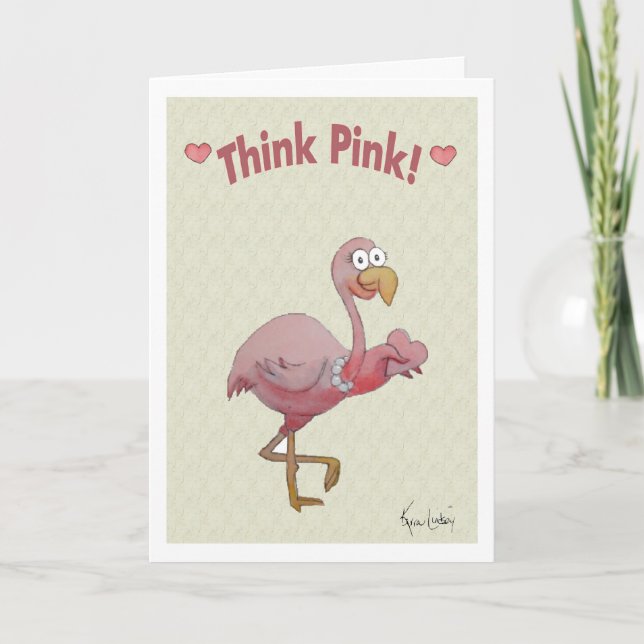 Pink Flamingo Valentine's Day Paper Greeting Card (Front)