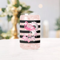 Pink Flamingo Vibes Only Black & White Striped