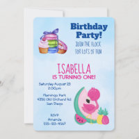 Pink Flamingo w/ Tropical Fruits Birthday Party