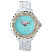 Pink Flamingo Watch - Turquoise blue