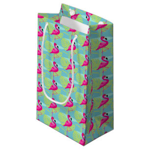 Pink flamingo water and palm pattern gift bags