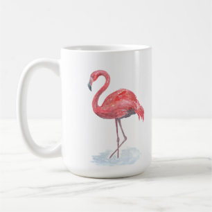 Pink Flamingo, watercolor . Coffee Mug