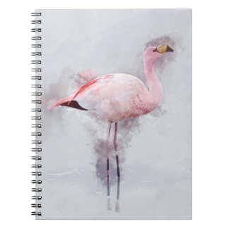 Pink Flamingo Watercolor Notebook