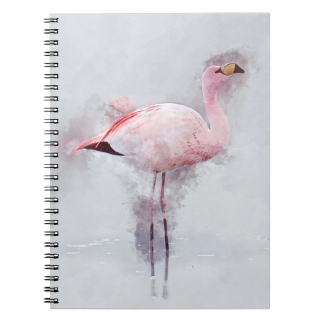 Pink Flamingo Watercolor Notebook (Front)