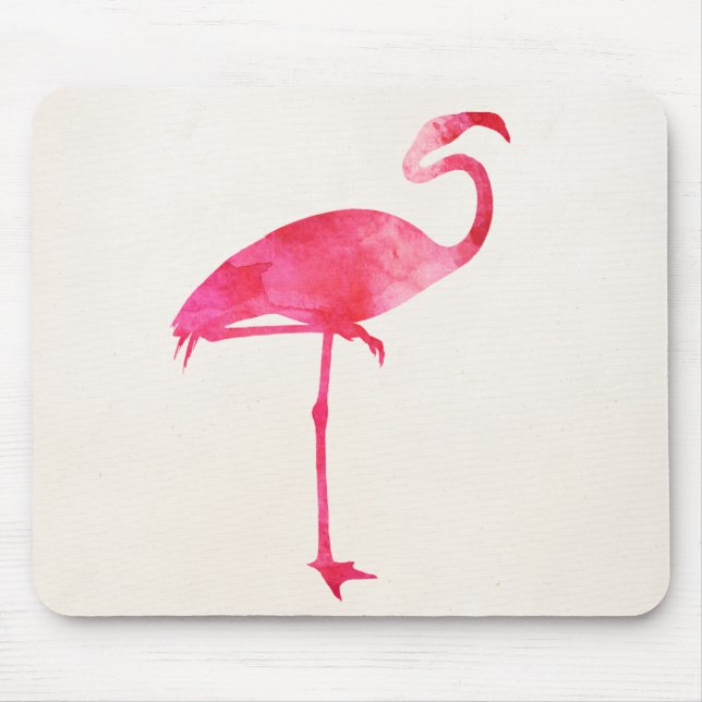 Pink Flamingo Watercolor Silhouette Florida Birds Mouse Pad (Front)