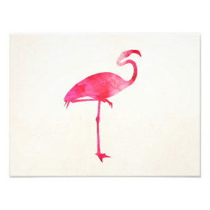 Pink Flamingo Watercolor Silhouette Florida Birds Photo Print
