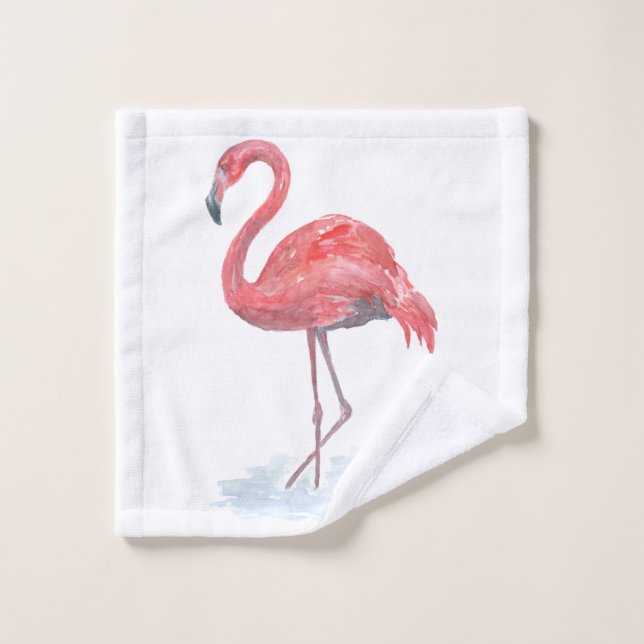 Pink Flamingo, watercolor . Wash Cloth (Wash Cloth)