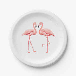 Pink Flamingo Wedding Bridal Shower Love Luau Paper Plate