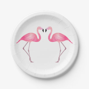 Pink Flamingo Wedding Bridal Shower Tropical Luau Paper Plate