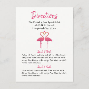 Pink Flamingo Wedding Directions Tropical Summer Enclosure Card