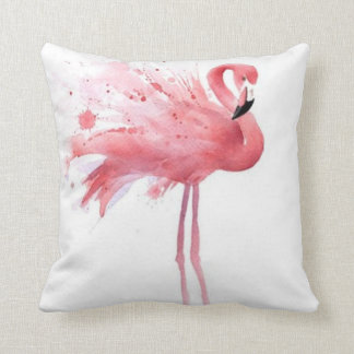 Pink Flamingo -White Throw Pillow