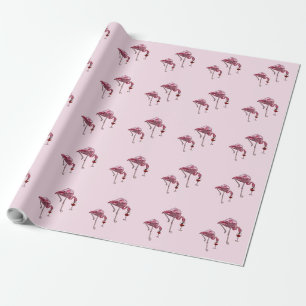 Pink Flamingo Wine Drinker Funny Pattern Wrapping Paper