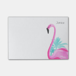 Pink Flamingo with Palm Trees Post-it Notes